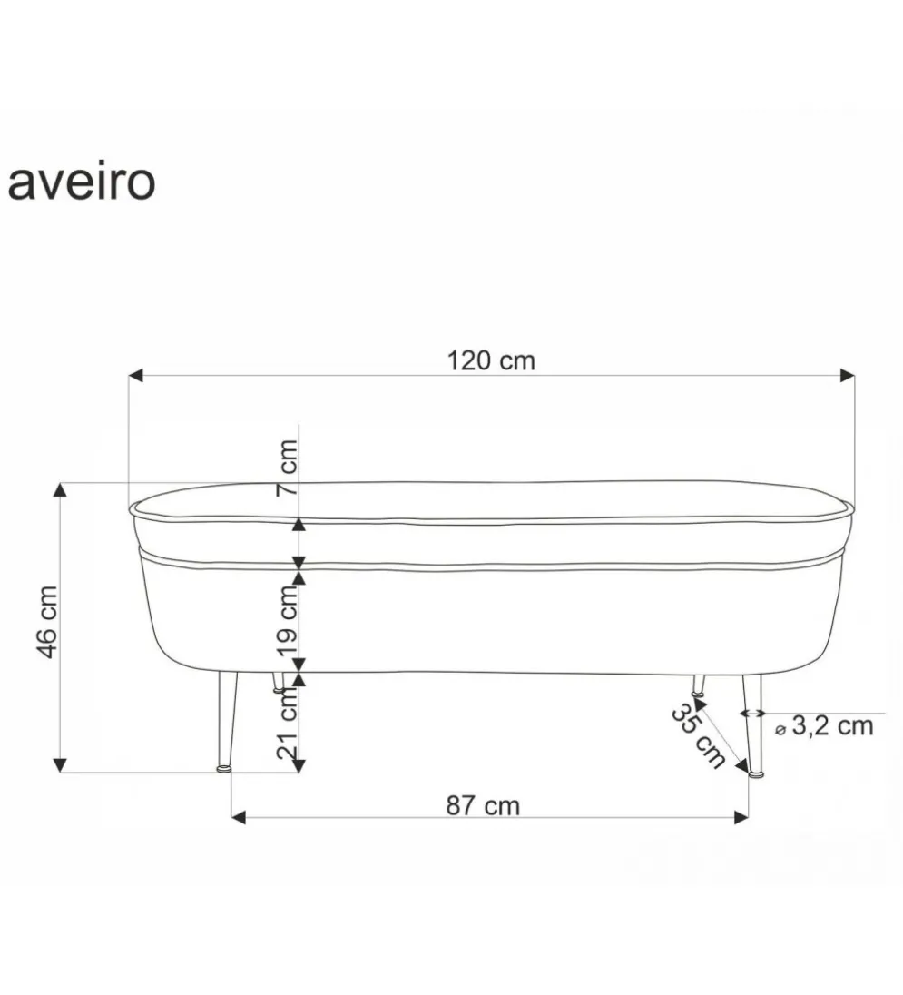 Ławka AVEIRO 120 cm z pojemnikiem Bouclé kremowa