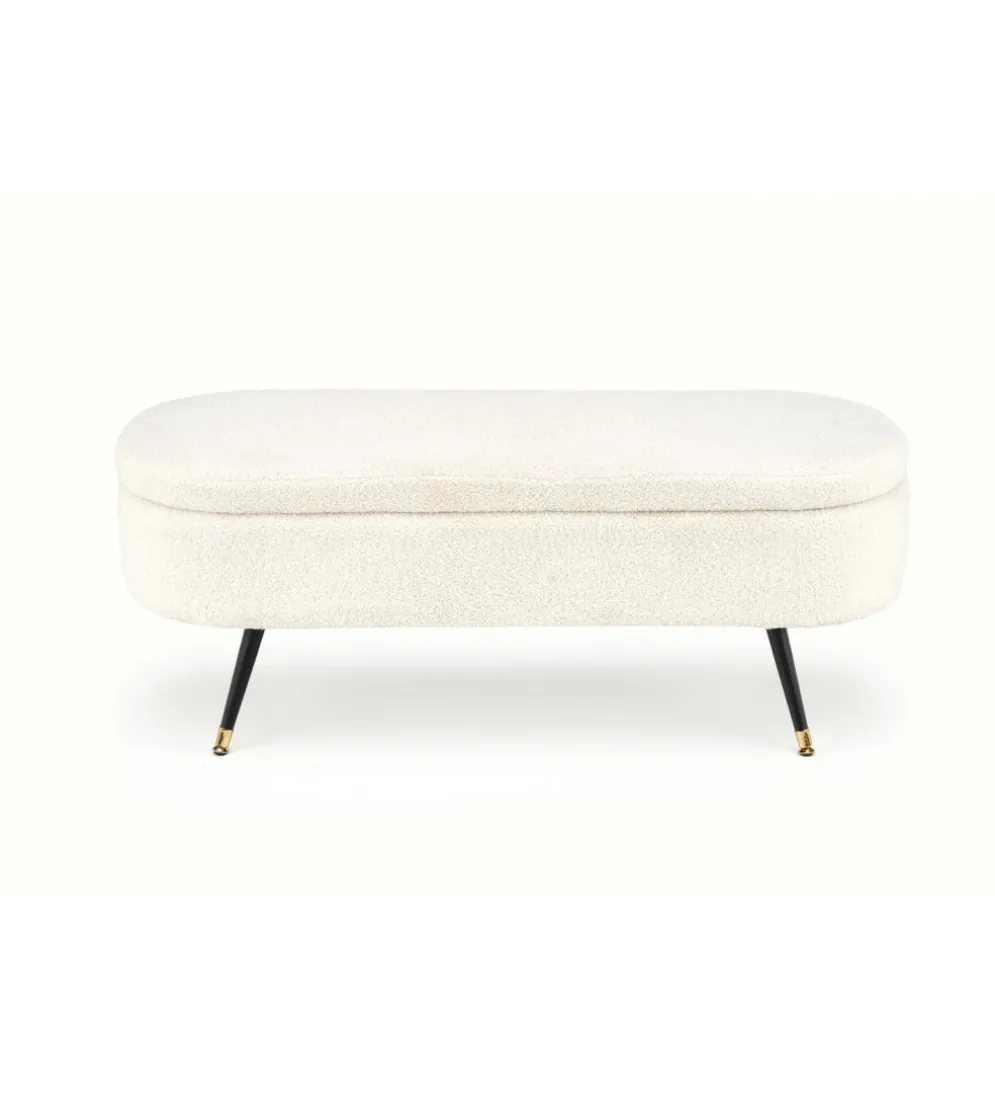 Ławka AVEIRO 120 cm z pojemnikiem Bouclé kremowa