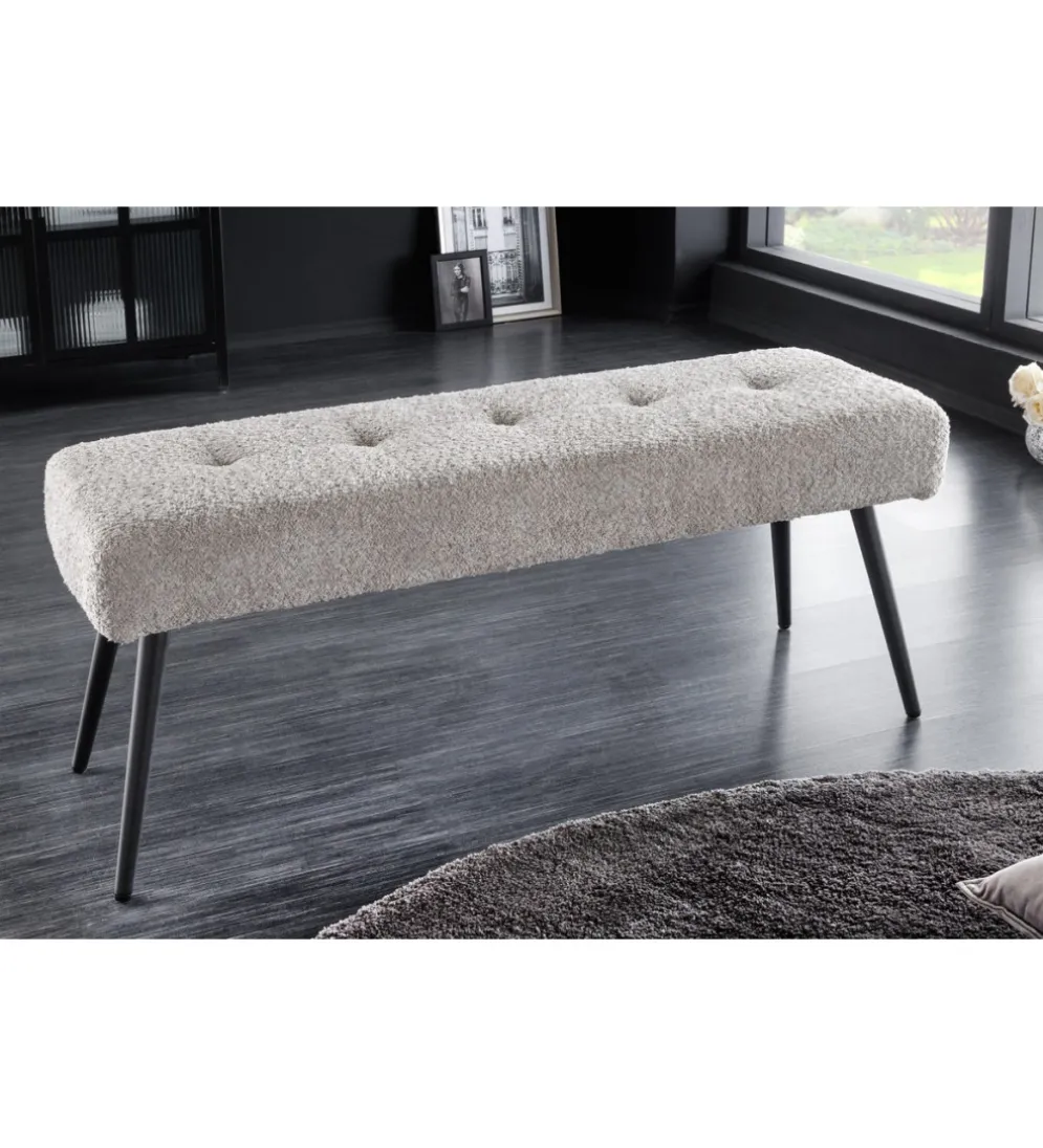 Ławka BOUTIQUE 100 cm tkanina bouclé szampański greige