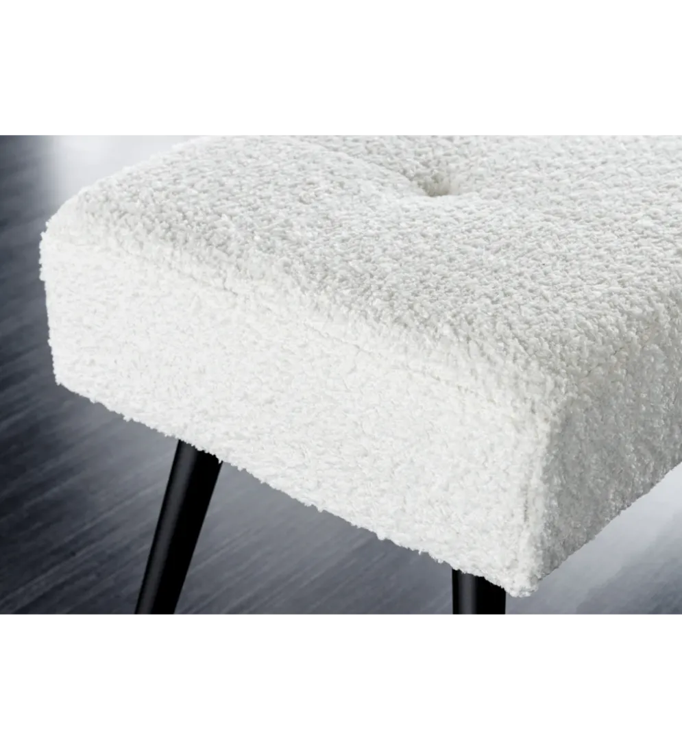 Ławka BOUTIQUE 100 cm tkanina bouclé biała