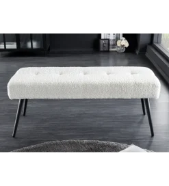 Ławka BOUTIQUE 100 cm tkanina bouclé biała