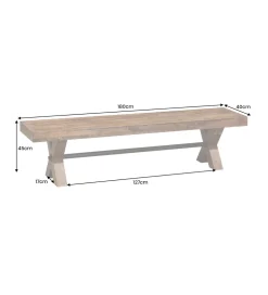Ławka GOLIATH 180 cm drewno sosny naturalny czarny