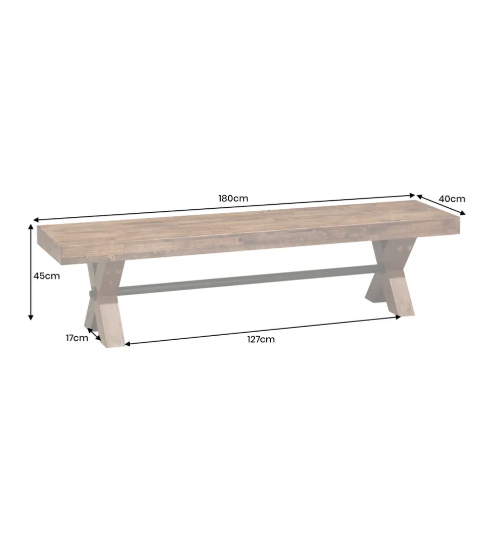 Ławka GOLIATH 180 cm drewno sosny naturalny czarny