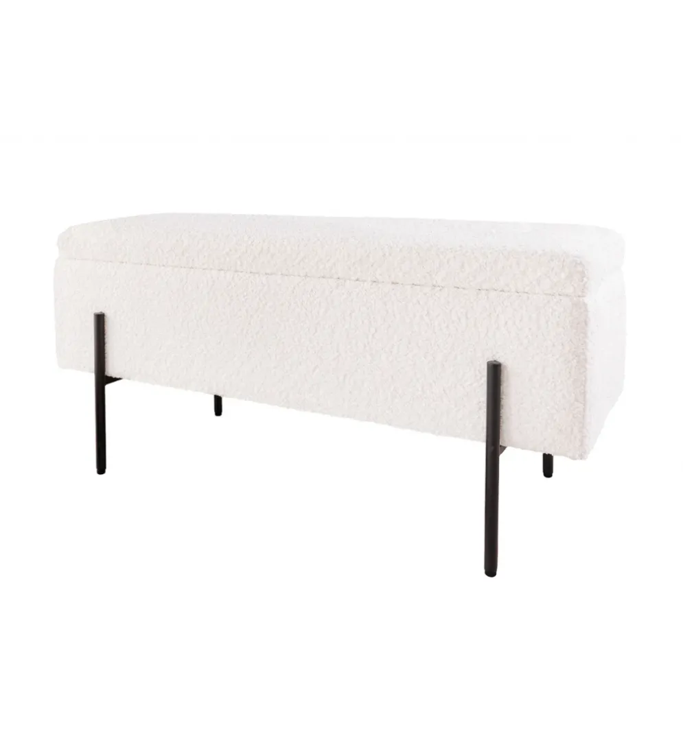 Ławka LOFT z szafką 100 cm bouclé biała