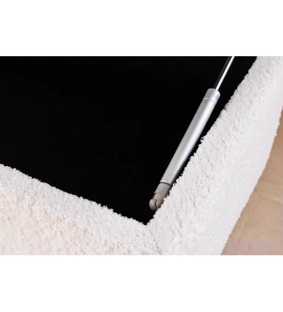 Ławka LOFT z szafką 100 cm bouclé biała