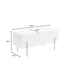 Ławka LOFT z szafką 100 cm bouclé biała