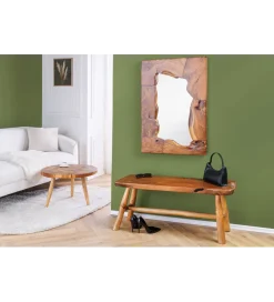 Ławka ROOT 100 cm drewno teak naturalny brąz