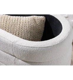 Ławka VOQUE 115 cm z pojemnikiem Bouclé kremowo biała