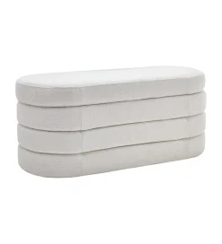 Ławka VOQUE 115 cm z pojemnikiem Bouclé kremowo biała