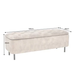 Ławka z schowkiem EN VOUGE 120 cm welwet szary