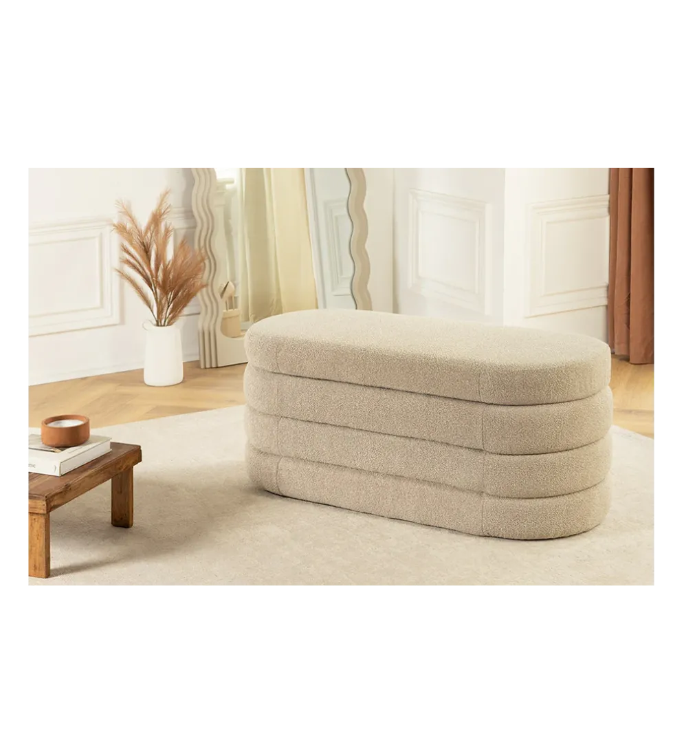 Ławka z schowkiem VOQUE 115 cm bouclé taupe