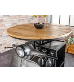 Barek stolik kawowy SCOOTER 120 cm blat drewno mango