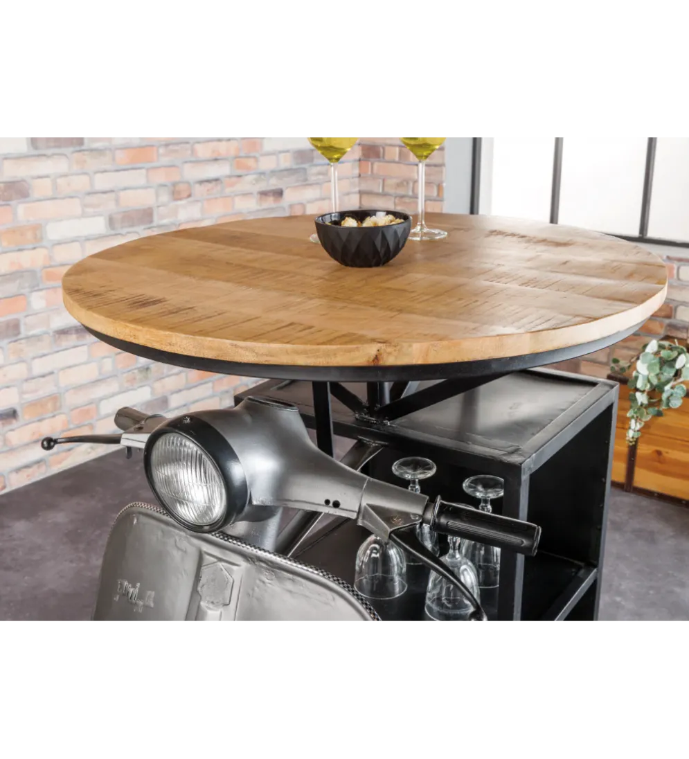 Barek stolik kawowy SCOOTER 120 cm blat drewno mango
