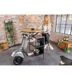 Barek stolik kawowy SCOOTER 120 cm blat drewno mango