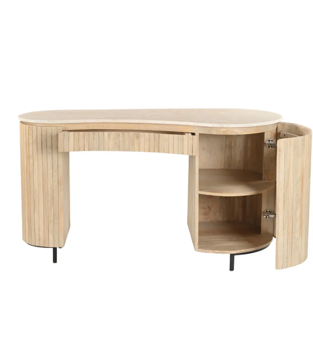 Biurko BRIX DEXTER 136 cm drewno mango kamień bottecino