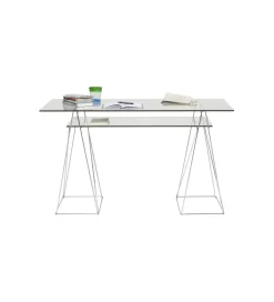 Biurko szklane POLAR 130 cm srebrne