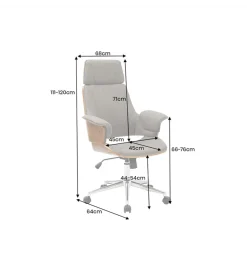 Fotel biurowy MANHATTAN od 44 do 54 cm szary drewno dębu