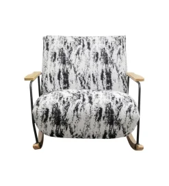 Fotel bujany KYLE 80 cm bouclé czarnobiały