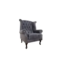 Fotel Chesterfield antyczny szary