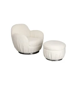 Fotel obrotowy Nube Bouclé 88 cm kremowy