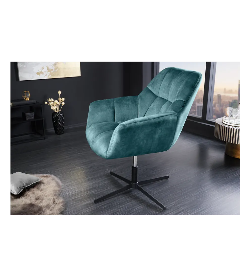 Fotel obrotowy PAPILLON od 83 do 90 cm aksamit morski