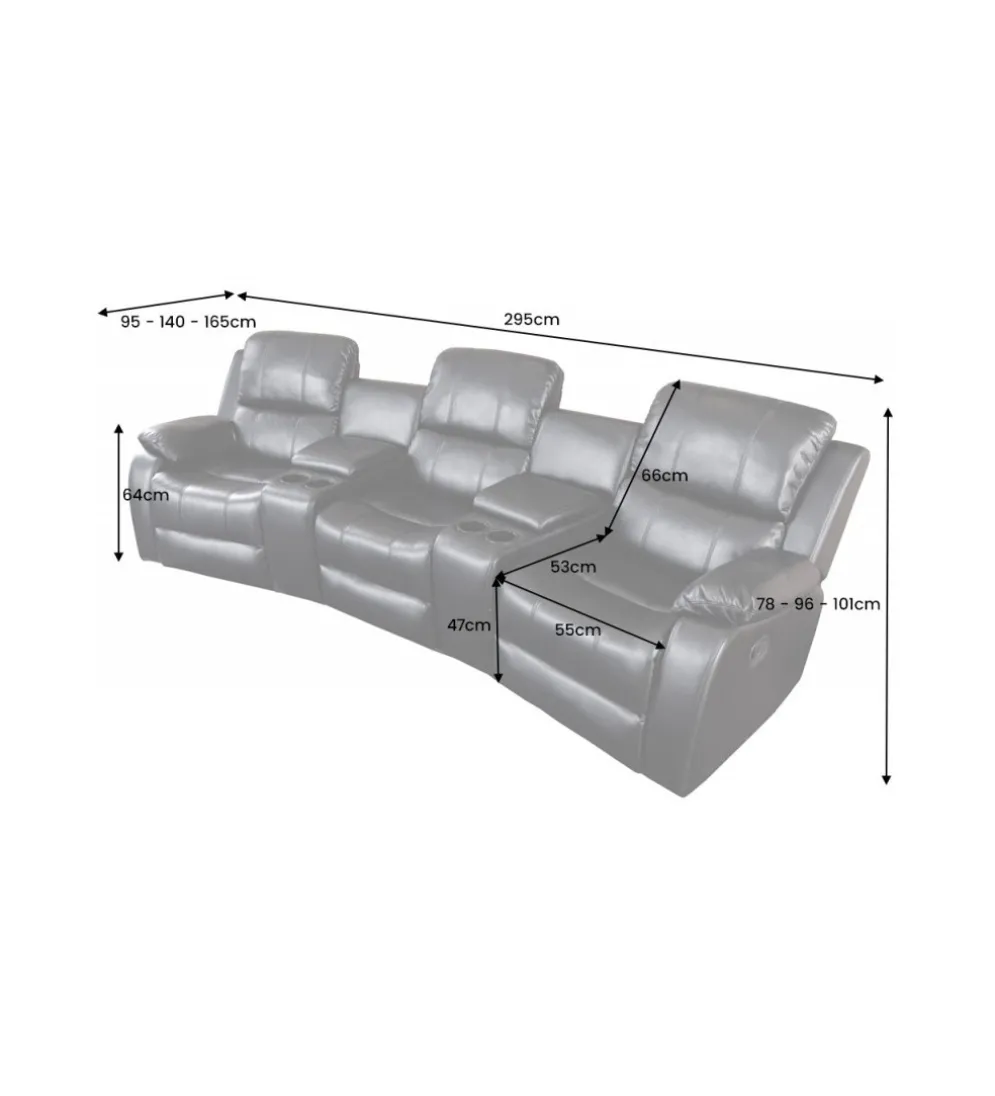 Fotel trzyosobowy DALLAS Hollywood 295 cm czarny