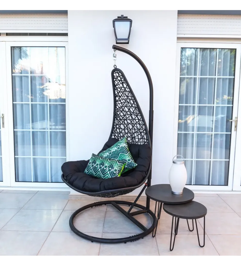 Fotel wiszący POLE DIDO 192 cm rattan czarny