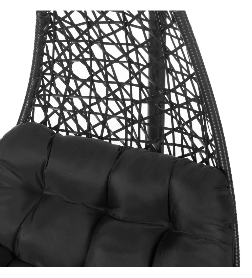 Fotel wiszący POLE DIDO 192 cm rattan czarny