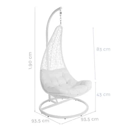 Fotel wiszący POLE DIDO 192 cm rattan biali