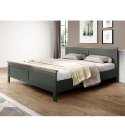 Łóżko EVORA 160 cm x 200 cm zielone z dodatkiem koloru dąb Lefkas