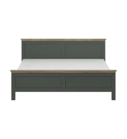 Łóżko EVORA 160 cm x 200 cm zielone z dodatkiem koloru dąb Lefkas