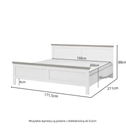 Łóżko EVORA 160 cm x 200 cm zielone z dodatkiem koloru dąb Lefkas