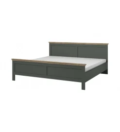 Łóżko EVORA 180 cm x 200 cm zielone z dodatkiem koloru dąb Lefkas