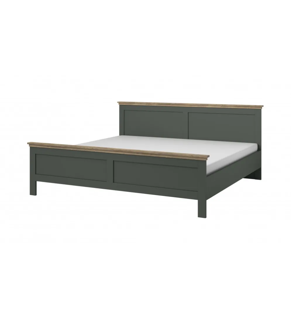 Łóżko EVORA 180 cm x 200 cm zielone z dodatkiem koloru dąb Lefkas