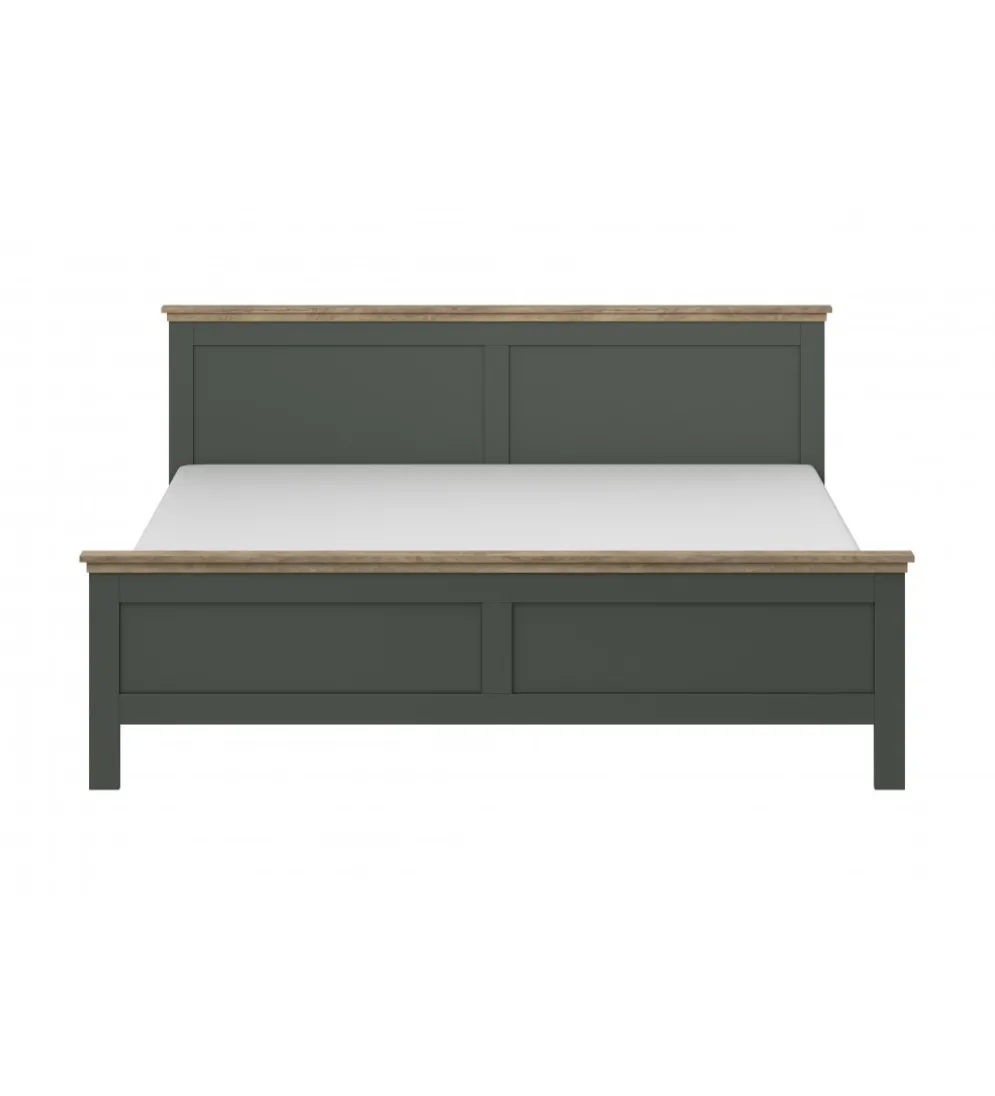 Łóżko EVORA 180 cm x 200 cm zielone z dodatkiem koloru dąb Lefkas