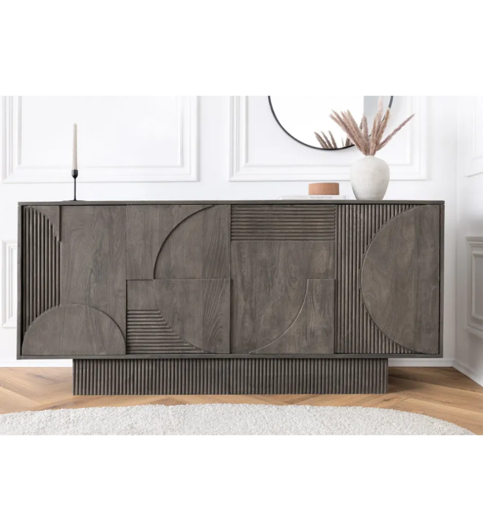 Komoda ART DECO 170 cm drewno mango szary
