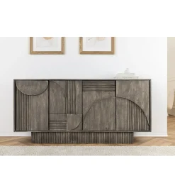 Komoda ART DECO 170 cm drewno mango szary