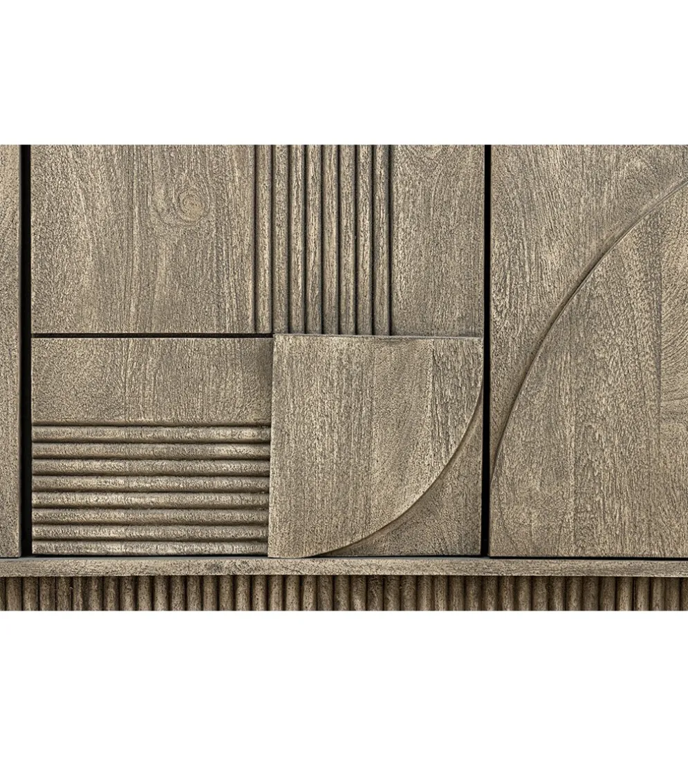 Komoda ART DECO 170 cm drewno mango szary
