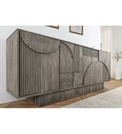 Komoda ART DECO 170 cm drewno mango szary
