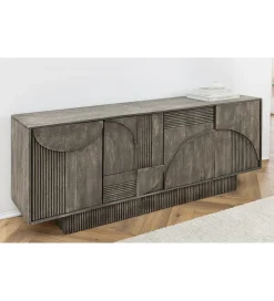 Komoda ART DECO 170 cm drewno mango szary