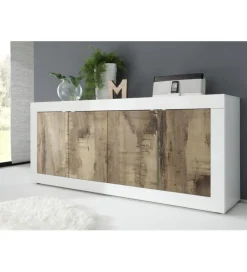 Komoda BASIC 207 cm biała z dodatkiem koloru klon pero