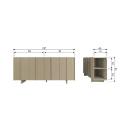 Komoda BASU 200 cm drewno sosny piaskowa