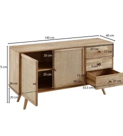 Komoda BELIZE 140 cm drewno mango