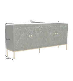 Komoda 3D PEACOCK 175 cm drewno mango ciemnozielona