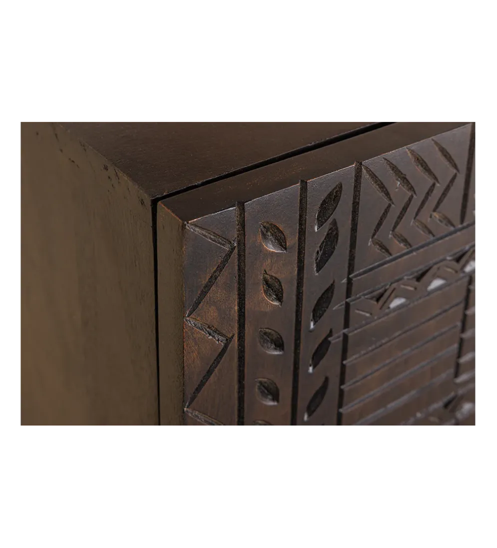 Komoda 3D TRIBAL 180 cm drewno mango ciemny brąz