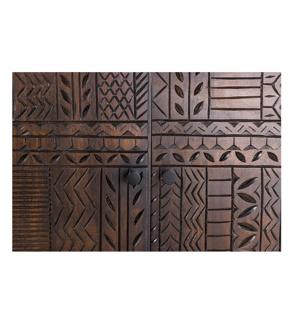 Komoda 3D TRIBAL 180 cm drewno mango ciemny brąz