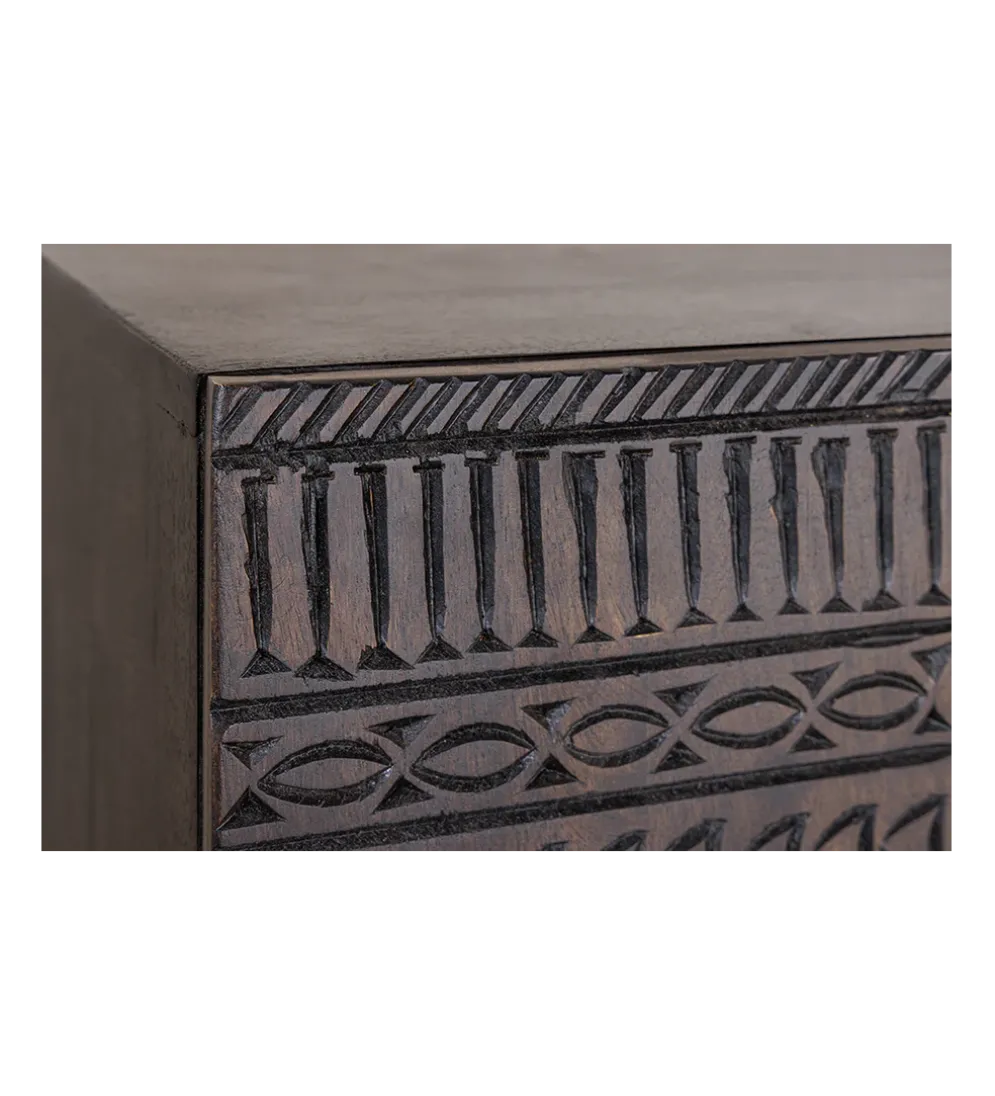 Komoda 3D TRIBAL 120 cm drewno mango ciemny brąz