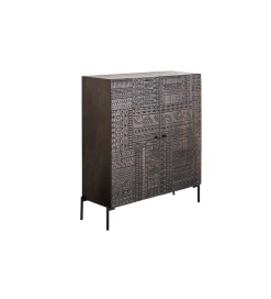 Komoda 3D TRIBAL 120 cm drewno mango ciemny brąz