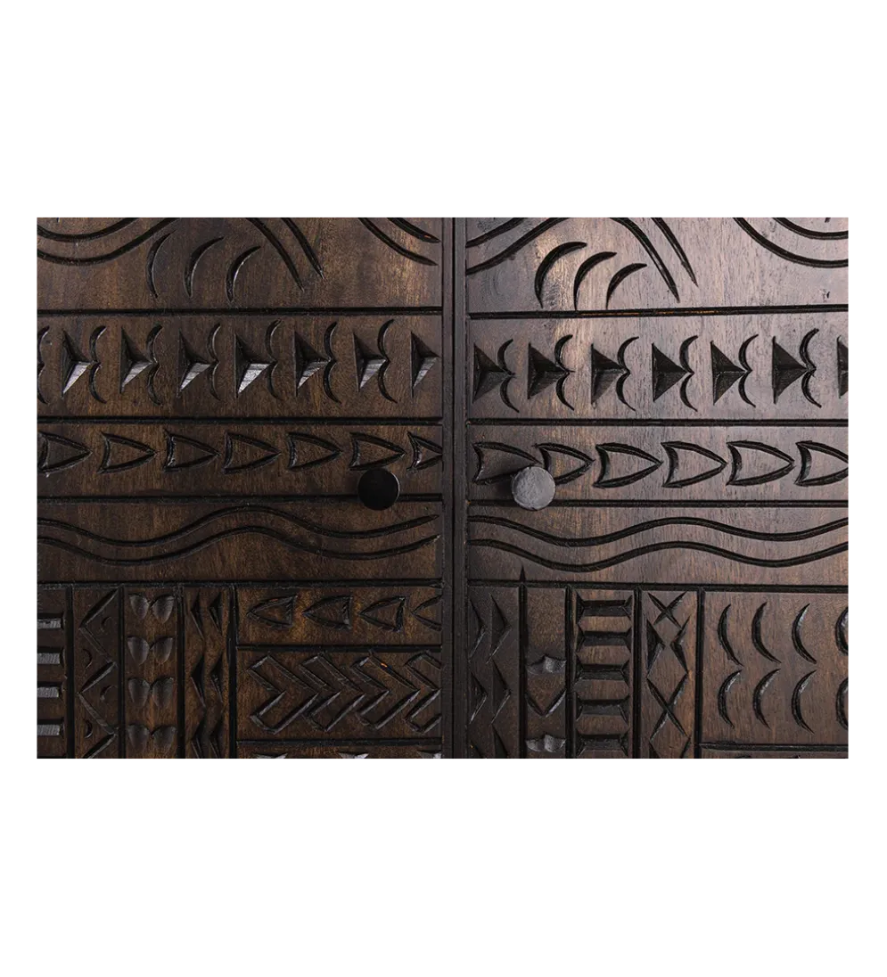 Komoda 3D TRIBAL 120 cm drewno mango ciemny brąz