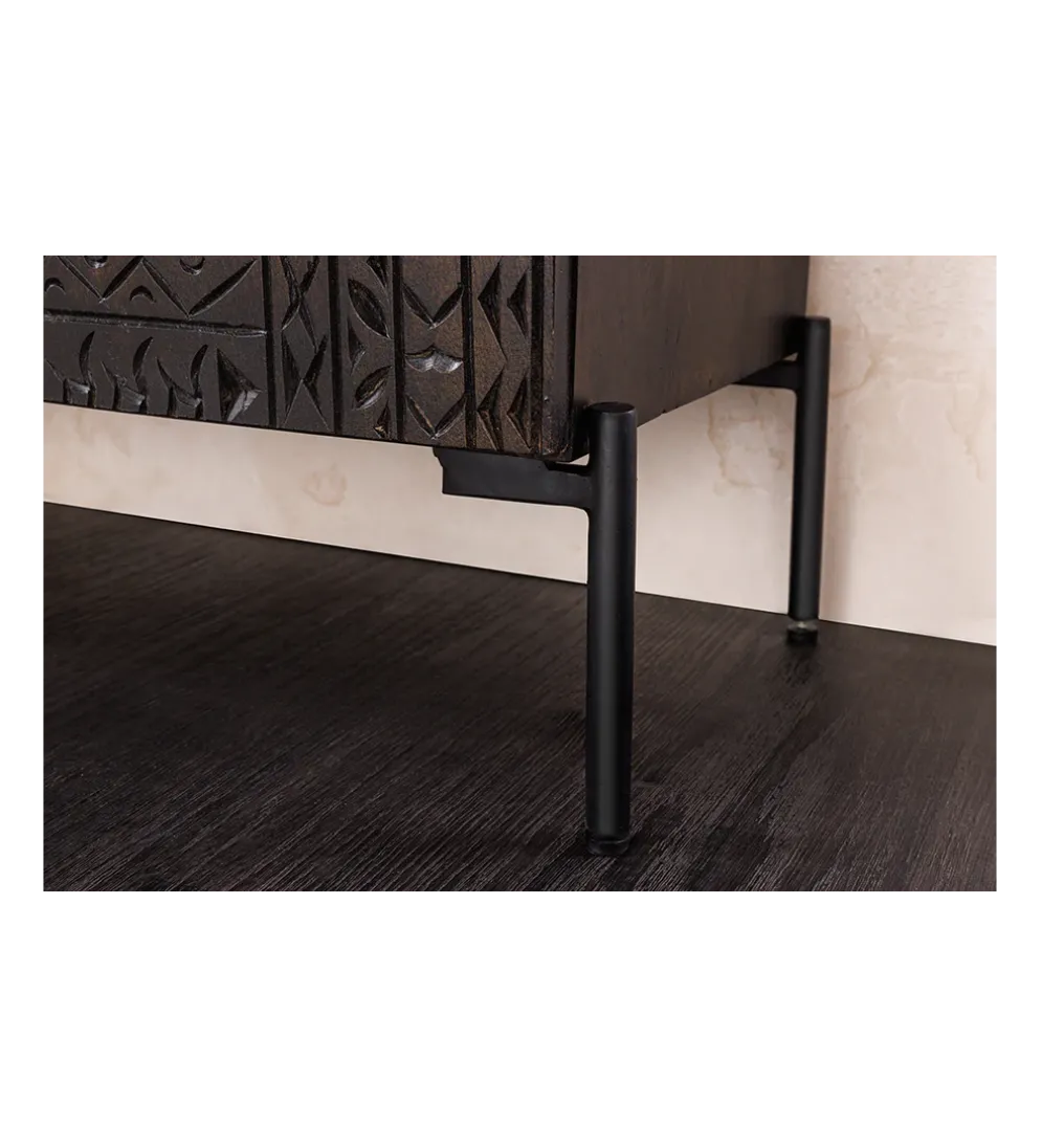 Komoda 3D TRIBAL 120 cm drewno mango ciemny brąz